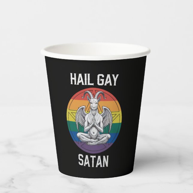 Hail Gay Satan Funny Goth Gothic Goat LGBTQ Paper Cups (Front)