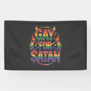 Hail Gay Satan Rainbow Baphomet Devil Goat LGBTQ  Banner
