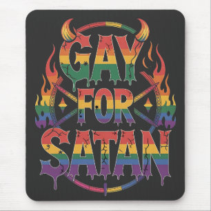 Hail Gay Satan Rainbow Baphomet Devil Goat LGBTQ  Mouse Pad