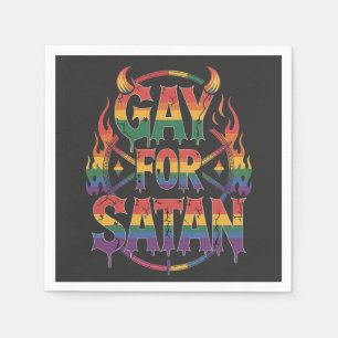 Hail Gay Satan Rainbow Baphomet Devil Goat LGBTQ  Napkin