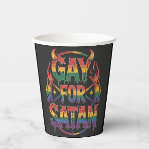 Hail Gay Satan Rainbow Baphomet Devil Goat LGBTQ  Paper Cups