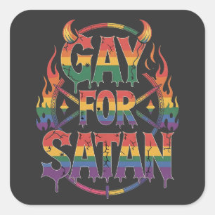 Hail Gay Satan Rainbow Baphomet Devil Goat LGBTQ  Square Sticker