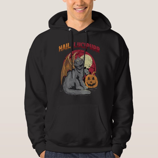 Hail Lucipurr Winged Demon Cat Halloween Costume P Hoodie (Front)
