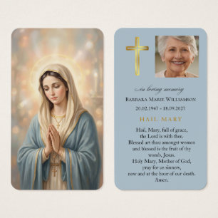 Hail Mary Blue Funeral Prayer Card