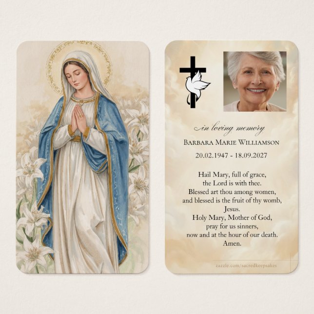 Hail Mary Funeral Prayer Card (Front & Back)