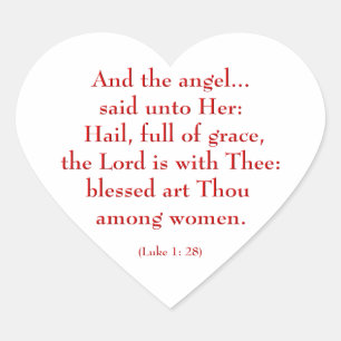 Hail Mary "Luke 1:28" Heart Sticker