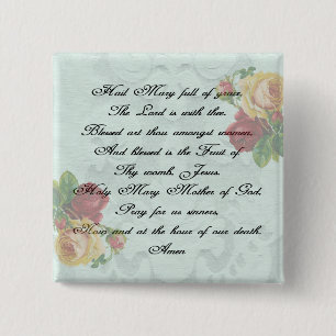 Hail Mary Prayer 15 Cm Square Badge