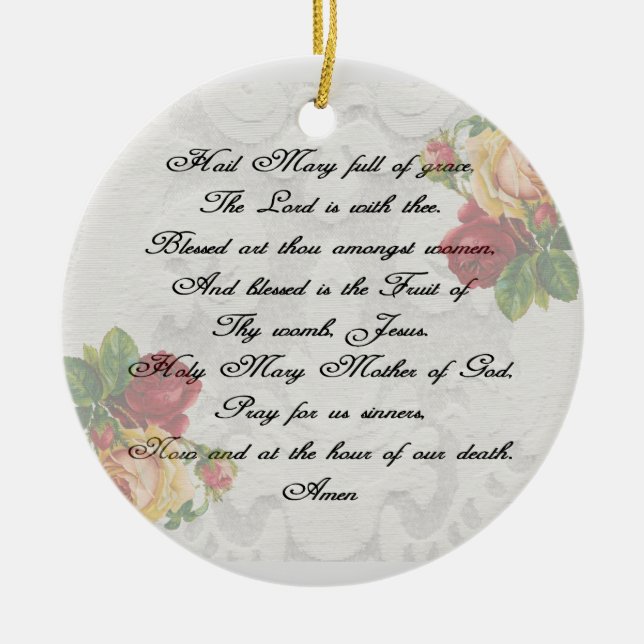 Hail Mary Prayer  Ceramic Tree Decoration (Front)