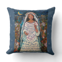 Hail Mary Prayer Pillow with Blue Polka Dots