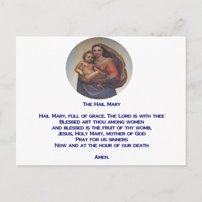 Hail Mary Prayer Postcard (Front)