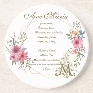 Hail Mary Prayer Religious Ave Maria Latin Coaster
