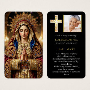 Hail Mary Religious Funeral Prayer Card Black
