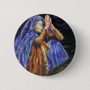 Hail Mary Rosary painting Art 6 Cm Round Badge