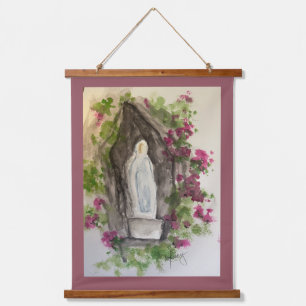 Hail Mary Wood Topped Wall Tapestry