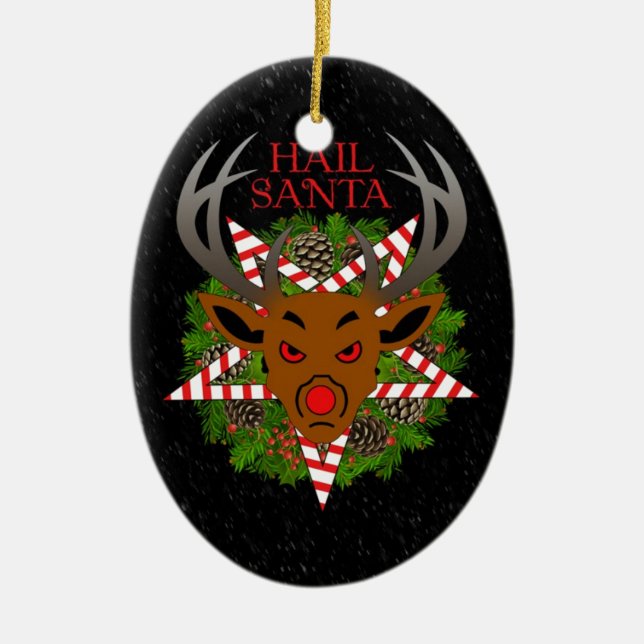 Hail Santa Ceramic Tree Decoration (Front)