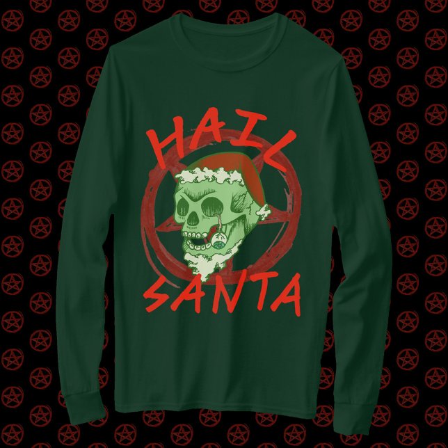 Hail Santa - Halloween Zombie Rocker Skull T-Shirt (Creator Uploaded)