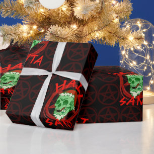 Hail Santa - Halloween Zombie Rocker Skull Wrapping Paper