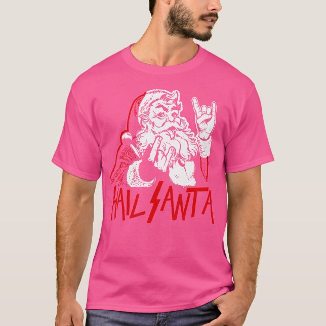 Hail Santa Sleigher Heavy Metal Christmas Xmas Roc T-Shirt (Front)
