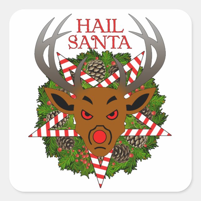 Hail Santa Square Sticker (Front)