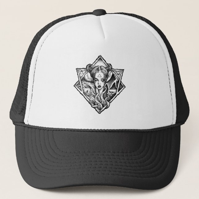 Hail Satan - 666 Cross Cap - Antichrist Truckercap (Front)