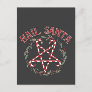 Hail Satan Christmas Krampus Xmas Devil Candy  Holiday Postcard