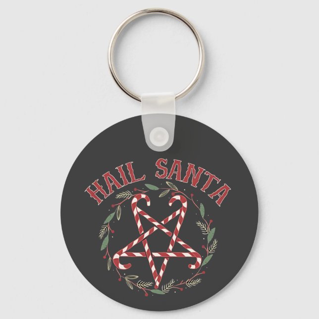 Hail Satan Christmas Krampus Xmas Devil Candy  Key Ring (Front)
