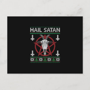 Hail Satan Goat Head Pentagram Funny Satanic Ugly Announcement Postcard
