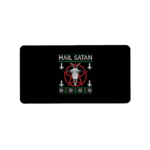 Hail Satan Goat Head Pentagram Funny Satanic Ugly Label