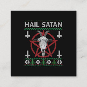 Hail Satan Goat Head Pentagram Funny Satanic Ugly Square Business Card