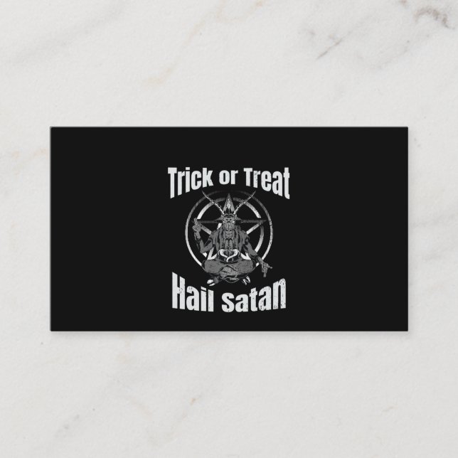 Hail Satan Pentagram Goat Halloween Business Card (Front)