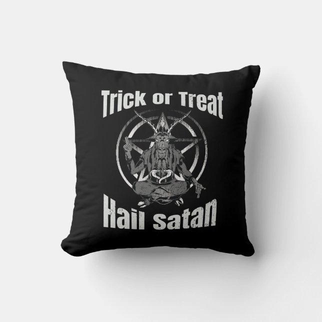 Hail Satan Pentagram Goat Halloween Cushion (Front)