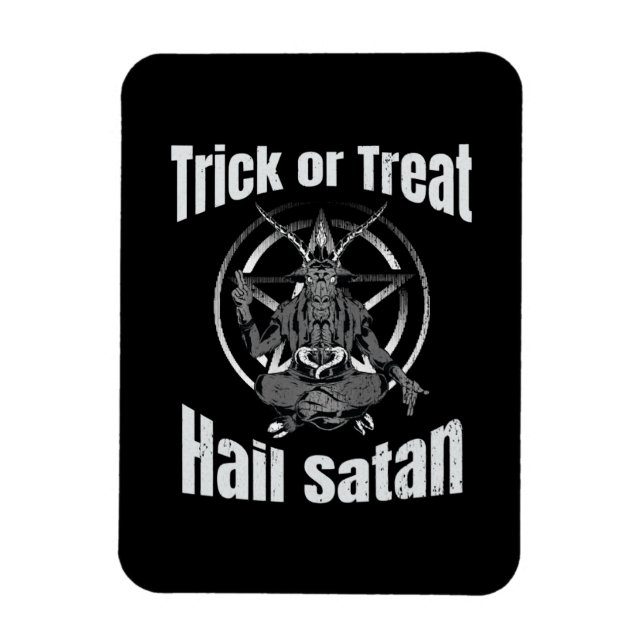 Hail Satan Pentagram Goat Halloween Magnet (Vertical)