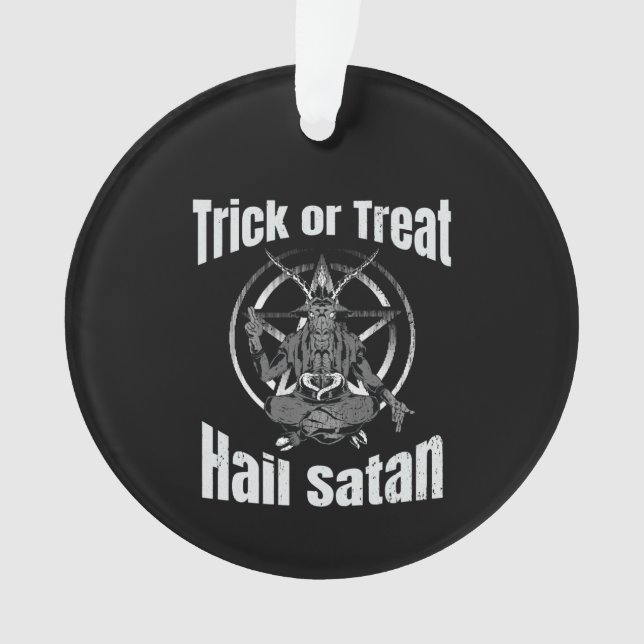 Hail Satan Pentagram Goat Halloween Ornament (Front)