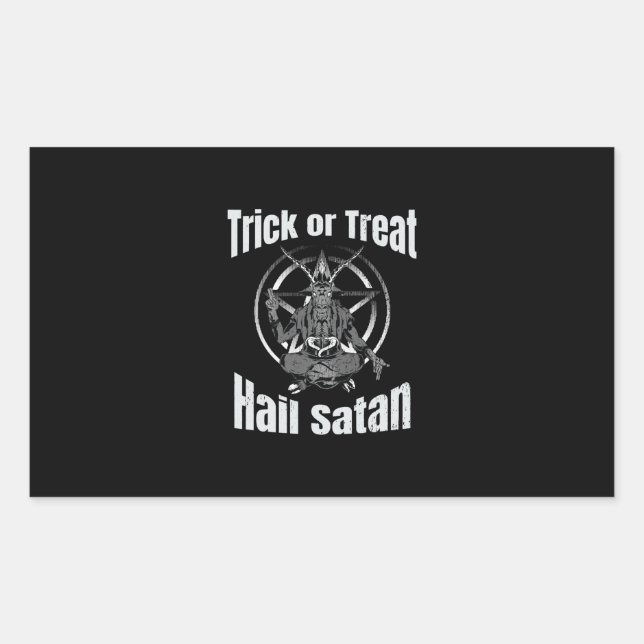 Hail Satan Pentagram Goat Halloween Rectangular Sticker (Front)