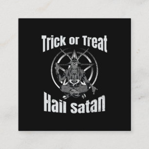 Hail Satan Pentagram Goat Halloween Square Business Card