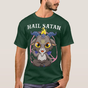 Hail Satan Satanic Baphomet Pentagram Occult Devil T-Shirt