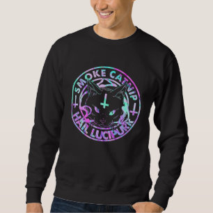 Hail Satan Smoke Catnip Hail Lucipurr Satanic Blac Sweatshirt