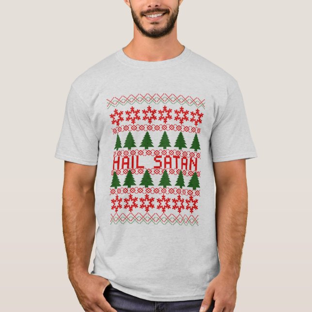 Hail Satan Ugly Christmas Sweater (Front)