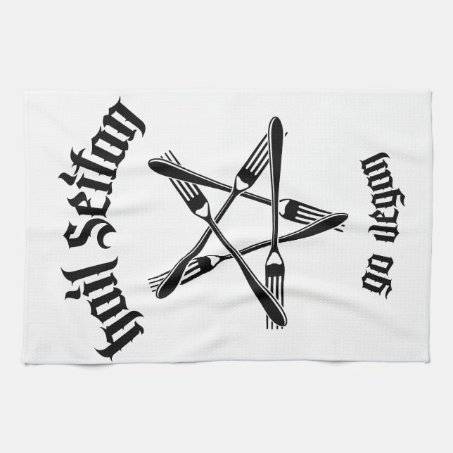 Hail Seitan 1.1 (black) Tea Towel (Horizontal)