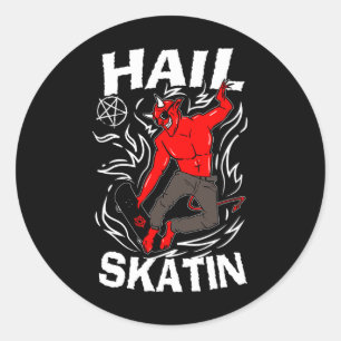 Hail Skatin Occult Satanic Pentagram 666 Satan Ska Classic Round Sticker