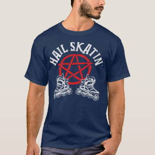 Hail Skatin Satanic Cross Roller Skating Satan Pen T-Shirt