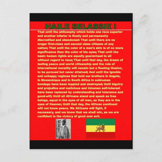 Haile Selassie Famous War Speech to UN 1963 Postcard (Front)