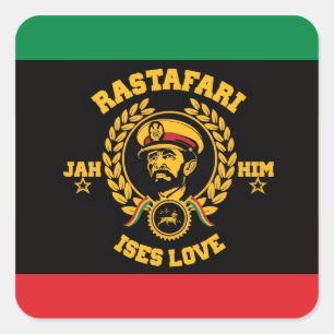 Haile Selassie I Jah Rastafari Reggae Rasta Button Square Sticker