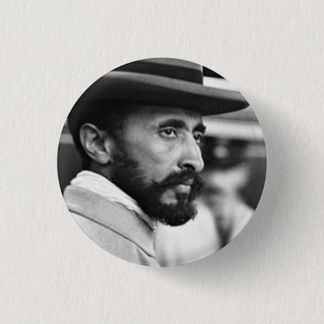 Haile Selassie - Jah - Messiah - Rastafari Button (Front)