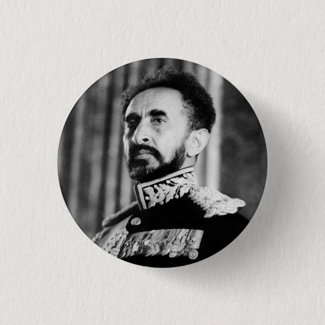 Haile Selassie - Jah - Messiah - Rastafari Button (Front)