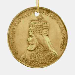 Haile Selassie Jah Rastafari Rasta Fotoskulptur Ceramic Tree Decoration