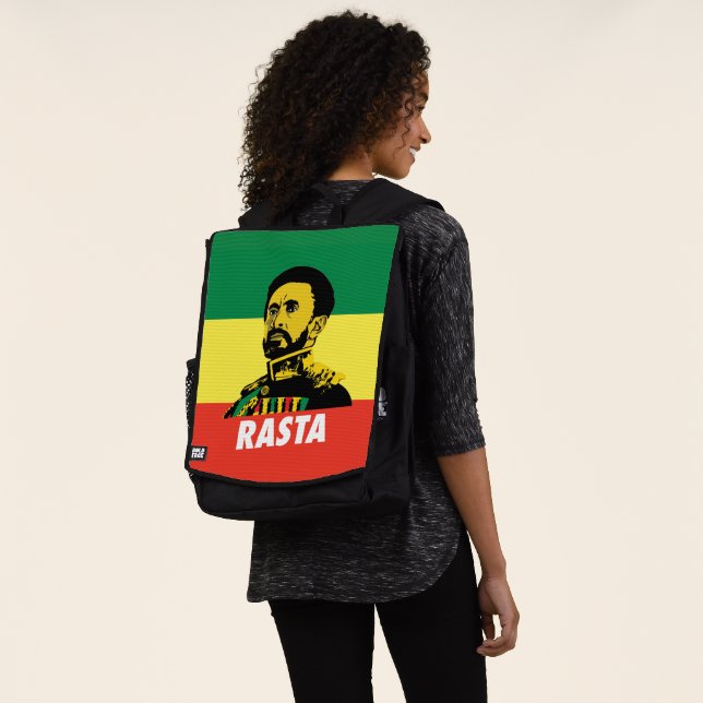 Haile Selassie - Jah Rastafari - Reggae Rucksack Backpack (Worn)