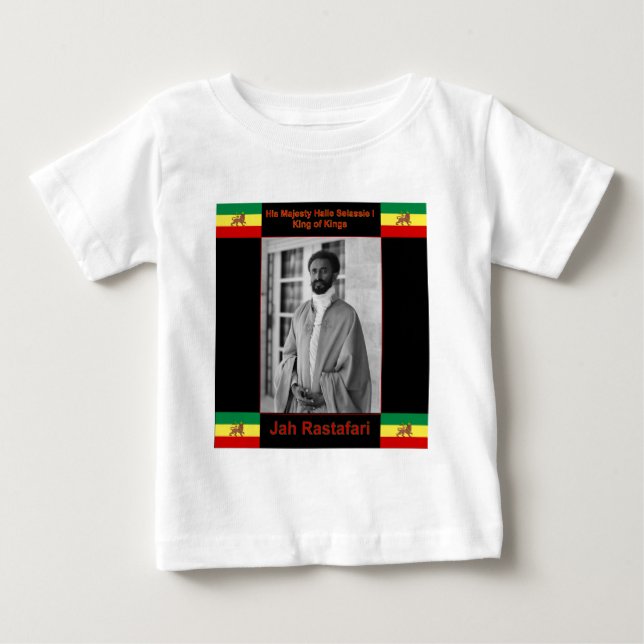 Haile Selassie the Lion of Judah, Jah Rastafari Baby T-Shirt (Front)