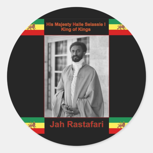 Haile Selassie the Lion of Judah, Jah Rastafari Classic Round Sticker (Front)