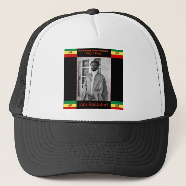 Haile Selassie the Lion of Judah, Jah Rastafari Trucker Hat (Front)